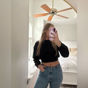 Black Cropped Crewneck